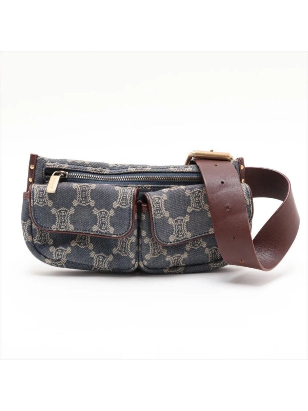 Celine Macadam Denim Leather Belt Bag Body Waist Pouch